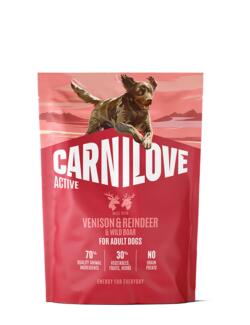 Carnilove Venison & Reindeer & Wild Boar for Active Adult All Breeds 1,5 kg | Fuldfoder til aktive voksne hunde