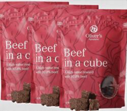 Oliver’s Signature Beef in a Cube 3 x 100 g | Bløde kornfri godbidder med okse