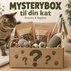 Mysterybox til din kat – snacks & legetøj