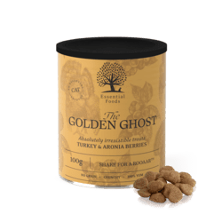 Essential Foods The Golden Ghost – Kornfrie og sprøde kattegodbidder med kalkun (100g)