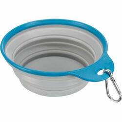 Foldable dog bowl with carabiner & fixed edge