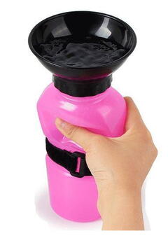 Drinking bottle with bowl blue/pink