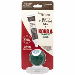 KONG TropiClean Teeth Cleaning Gel &amp; Dental Ball - M 11-25 kg