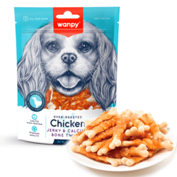 Wanpy Chicken Jerky & Calcium Bone Twists 100g