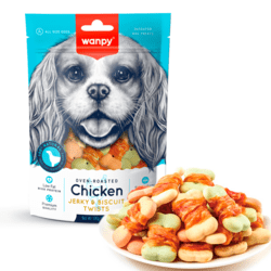 Wanpy Chicken Jerky & Biscuit Twists 100g