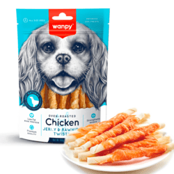 Wanpy Chicken Jerky & Rawhide Twists 100g