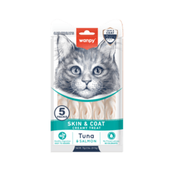 Wanpy Functional Creamy Lickable Treat Skin & Coat Tuna & Salmon 70g 5x14g