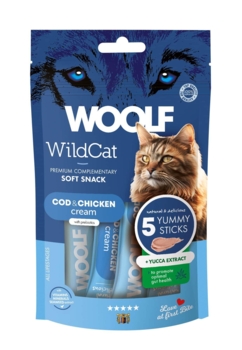Woolf Wildcat Cream 5 stk, Cod & Chicken + Yucca-ekstrakt