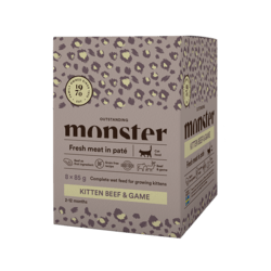 Monster Cat Pouches Kitten – Beef & Game (8 x 85 g)
