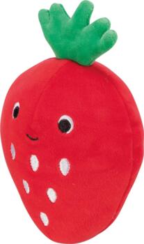 Jolly Paw Strawberry plysbamse 17 cm blødt jordbær legetøj til hund (Outlet)