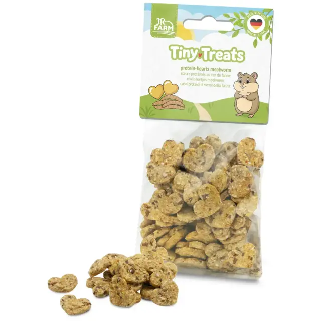 JR Tiny Treats Protein Hjerter Melorme 100 g | Snack med melorme til gnavere