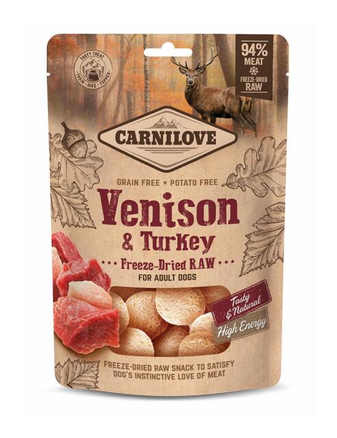 CarniLove Freeze-Dried Raw Snacks Venison & Turkey | Frysetørret hundesnack med vildt og kalkun