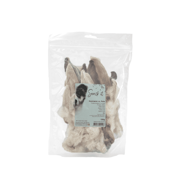 Snack’it Kaninører med Pels 100 g | Naturlig tyggesnack til hund