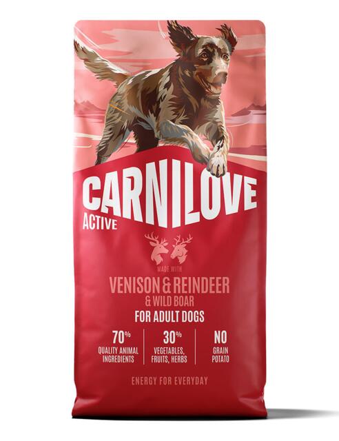 Carnilove Venison & Reindeer & Wild Boar for Active Adult All Breeds 12 kg | Fuldfoder til aktive voksne hunde
