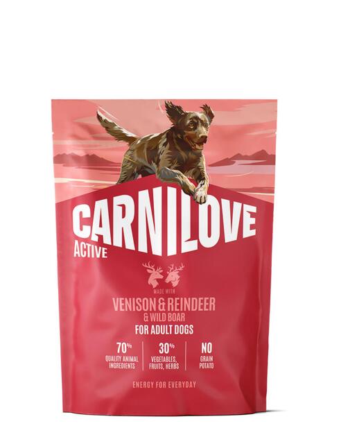 Carnilove Venison & Reindeer & Wild Boar for Active Adult All Breeds 1,5 kg | Fuldfoder til aktive voksne hunde