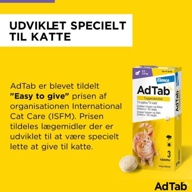 AdTab Kat 48 mg 3 tabletter 2–8 kg | Loppe- og flåtmiddel til kat