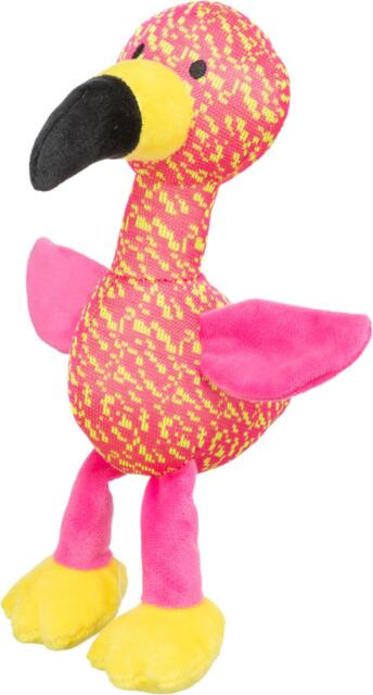 Trixie flamingo plys legetøj med knitreeffekt | blødt hundelegetøj i plys med knitrelyd