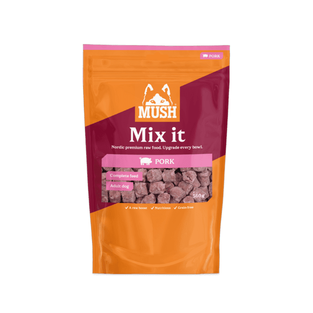 MUSH Mix it Raw Frozen Gris 560 g | råfoder med gris til hund som supplement til tørfoder