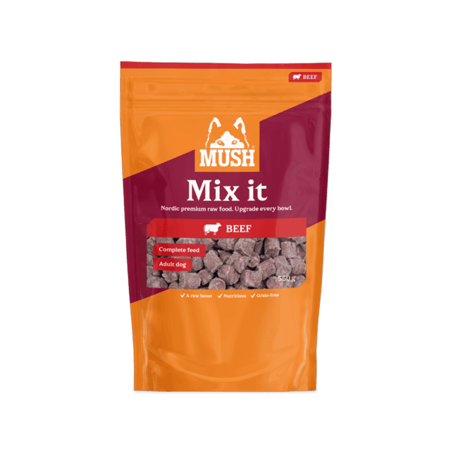 MUSH Mix it Raw Frozen Okse 560 g | råfoder med okse til hund som supplement til tørfoder