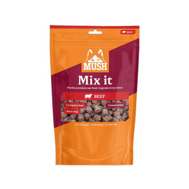 MUSH Mix it Freeze-Dried Okse 200 g | frysetørret råfoder med okse til hund som supplement til tørfoder