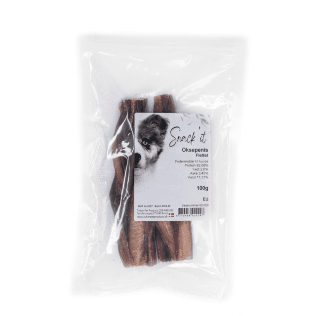 Snack'it Flettet Oksepenis Naturlig Hundesnack 15cm 100g