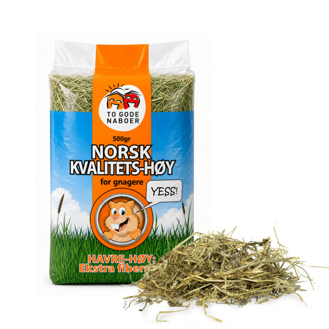 To Gode Naboer havrehø med ekstra fibre - naturligt gnaverhø (500g)