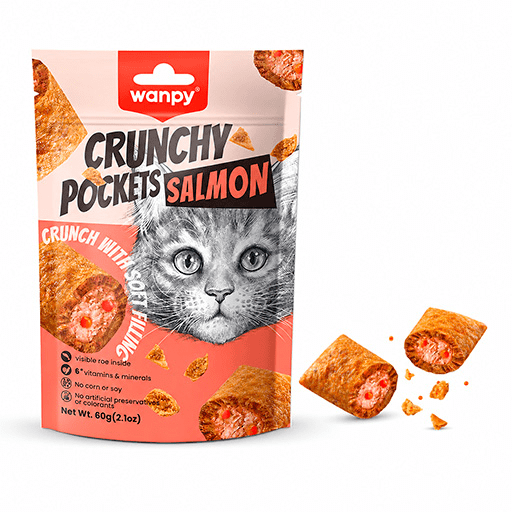Wanpy Crunchy Pockets Salmon kattegodbidder 60 g