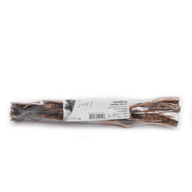 Snack'it flettet kamelhud i folie - naturlig hundesnack (25 cm)