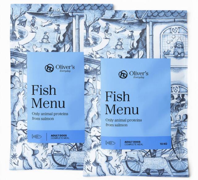 2 x Oliver´s Everyday Fish Menu Kornfrit Hundefoder med Laks 10kg