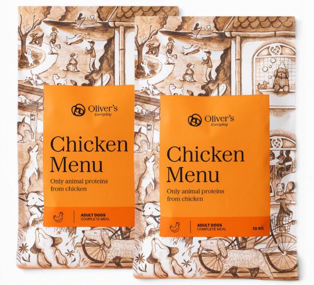 2 x Oliver´s Everyday Chicken Menu Kornfrit Hundefoder med Kylling 10kg