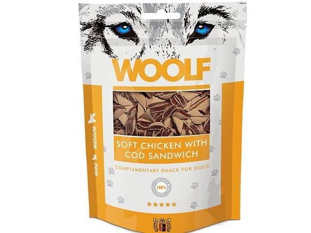 Woolf Soft Chicken with Cod Sandwich Blød Hundesnack 100g