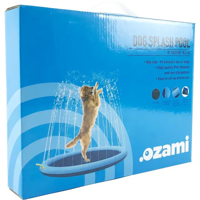 Dog Splash Pool Sprinklermåtte til Hunde Blå Ø150cm