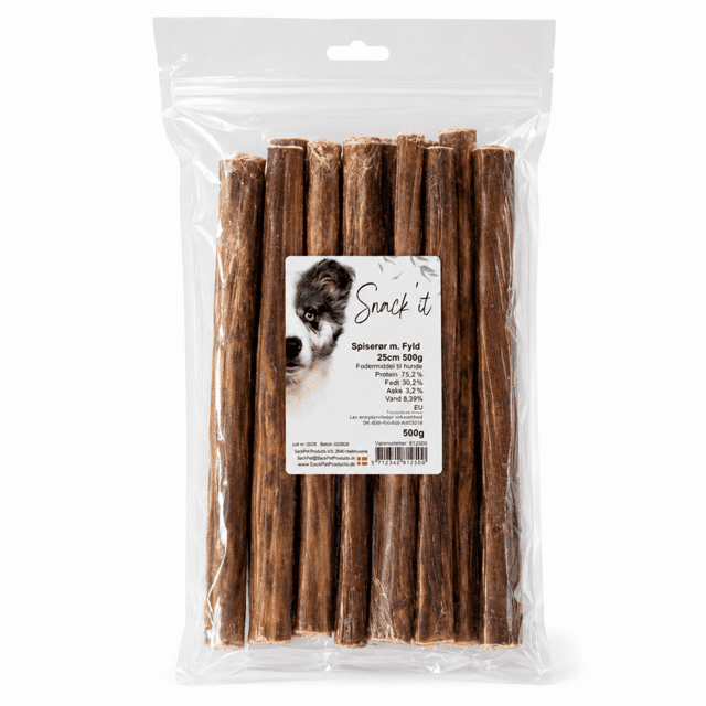 Snack'it Spiserør med fyld Hundesnack 25cm 500g (10 stk)