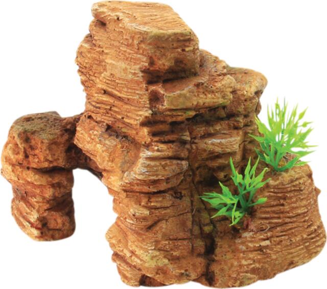 Sten med Planter Dekoration til Akvarium 12,5x8,3x9 cm