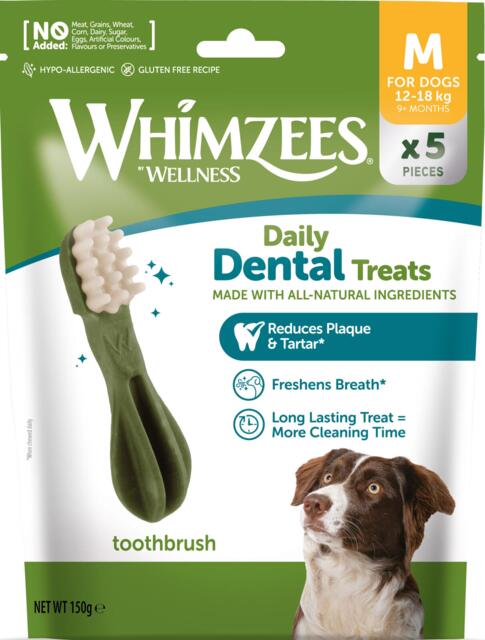 Whimzees Toothbrush M Tandrensende Hundetyggeben 12-18kg
