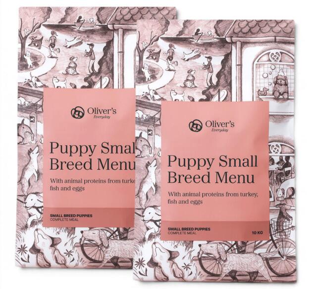 2 x Oliver´s Everyday Puppy Small Breed Menu - Kornfrit Hvalpefoder 10kg