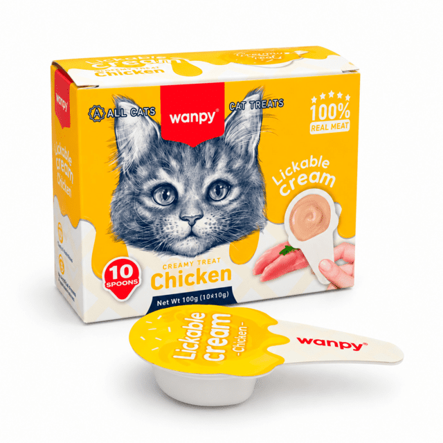 Wanpy Creamy Spoon Chicken – Kornfri cremet kattesnack (160g)