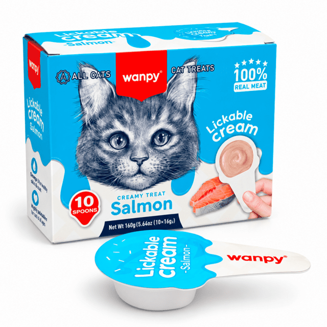 Wanpy Creamy Spoon Tuna & Salmon – Kornfri cremet kattesnack (160g)