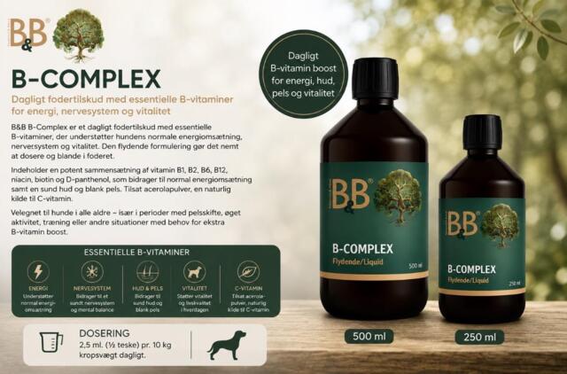 B&B B-Complex – Flydende B-vitamin tilskud til hunde (250 ml / 500 ml)