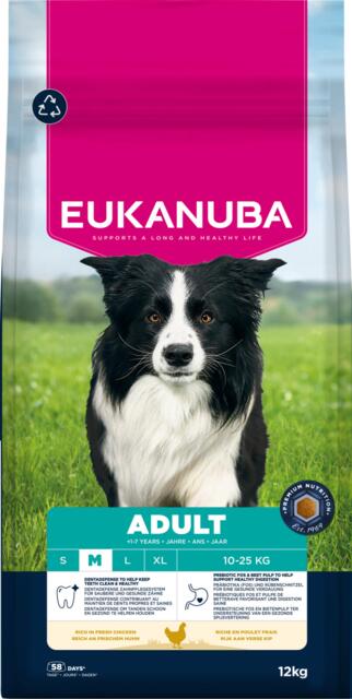 EUKANUBA Adult Medium Breed kylling 12 kg | tørfoder til mellemstore voksne hunde