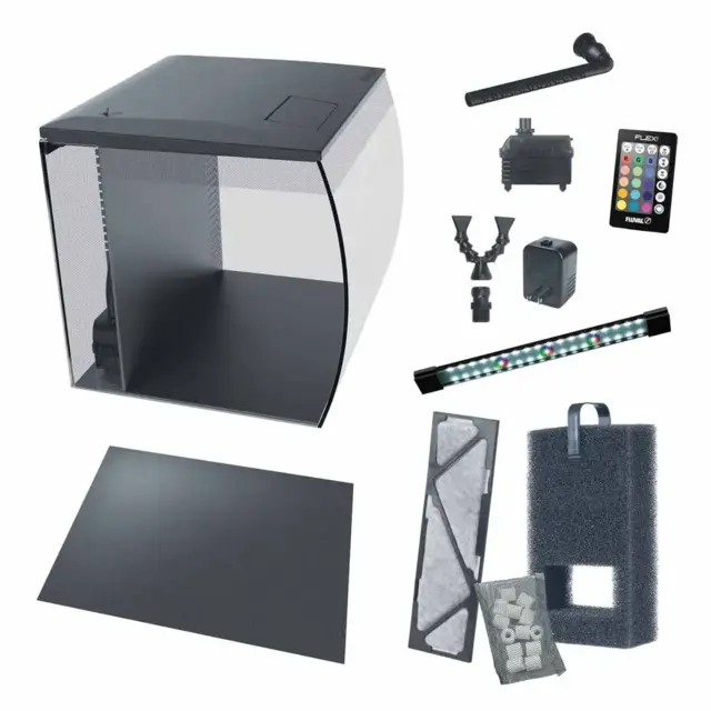 Fluval Flex LED 34 L sort buet akvarium med LED lys og filter (NY MODEL)