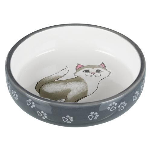 Ceramic bowl with cat motif