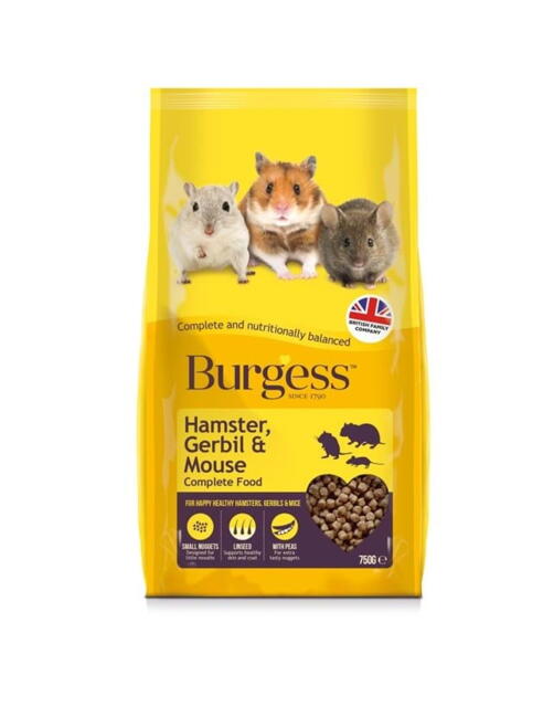Burgess Hamster, ørkenrotte & mus nuggets 750 g