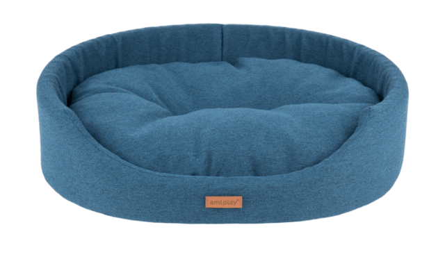 AMIPLAY OVAL BED L BLUE 58X50X15 cm