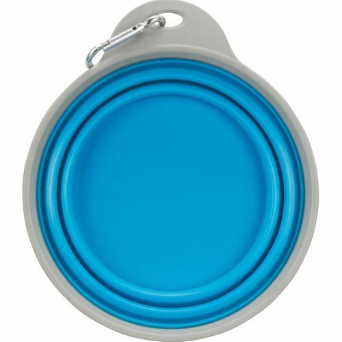 Foldable dog bowl with carabiner & fixed edge