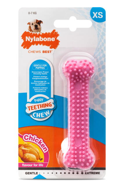 Nylabone Puppy Teething Dental Chew, pink - XS