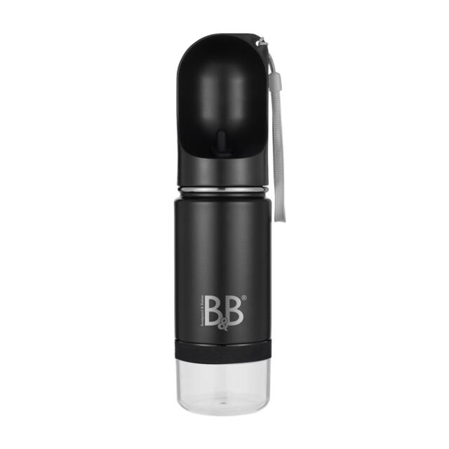 B&B Luksus 3i1 Vandflaske - dobbeltsidet rustfristål med godbids opbevaring