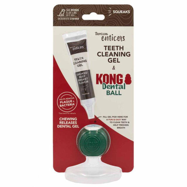KONG TropiClean Teeth Cleaning Gel & Dental Ball - S 2-11kg