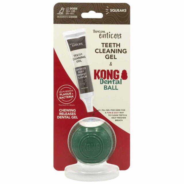 KONG TropiClean Teeth Cleaning Gel & Dental Ball - L +25 kg