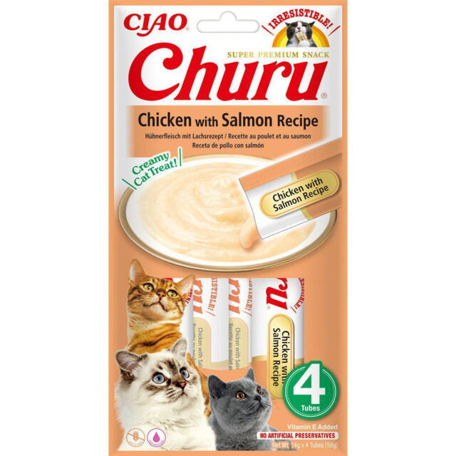 Churu Cat Creamy Kylling & laks smag - 4 Sticks